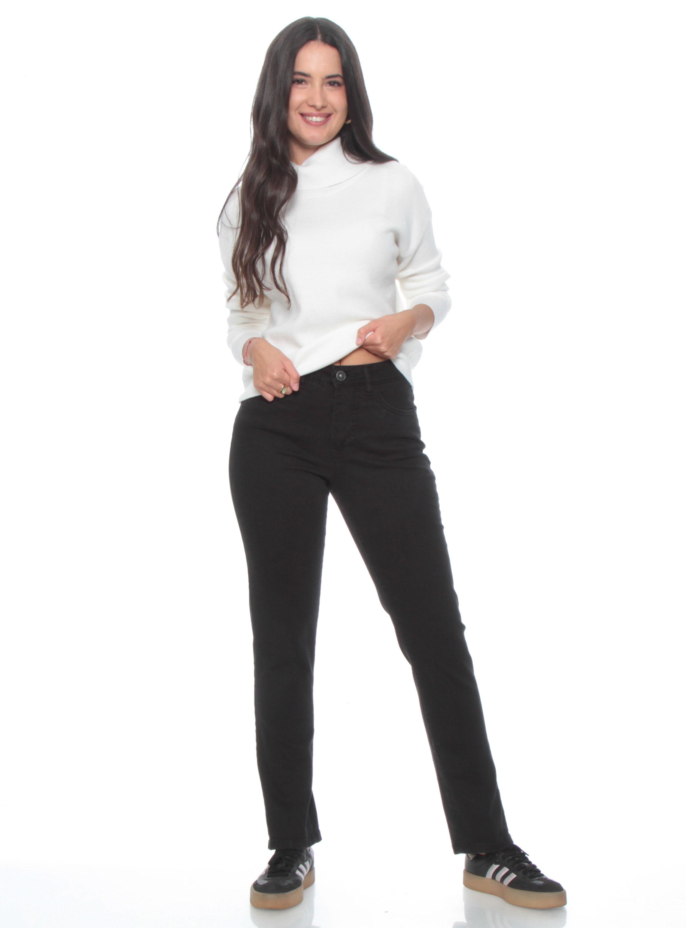 Jeans Slim Tiro Alto Pretina Básico con Botón-3