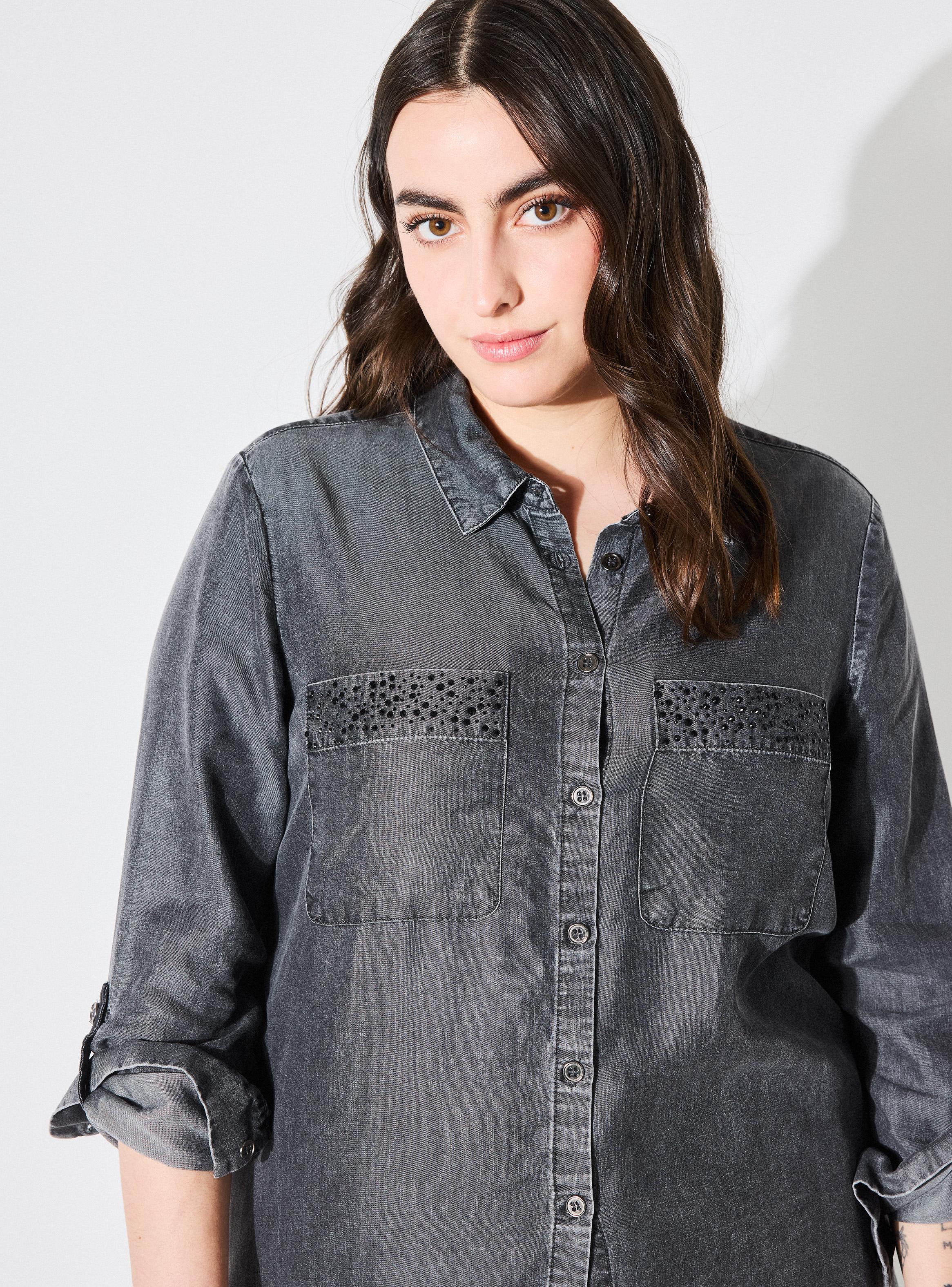 Blusa Tencel Lavada con Detalle de Tachas-2