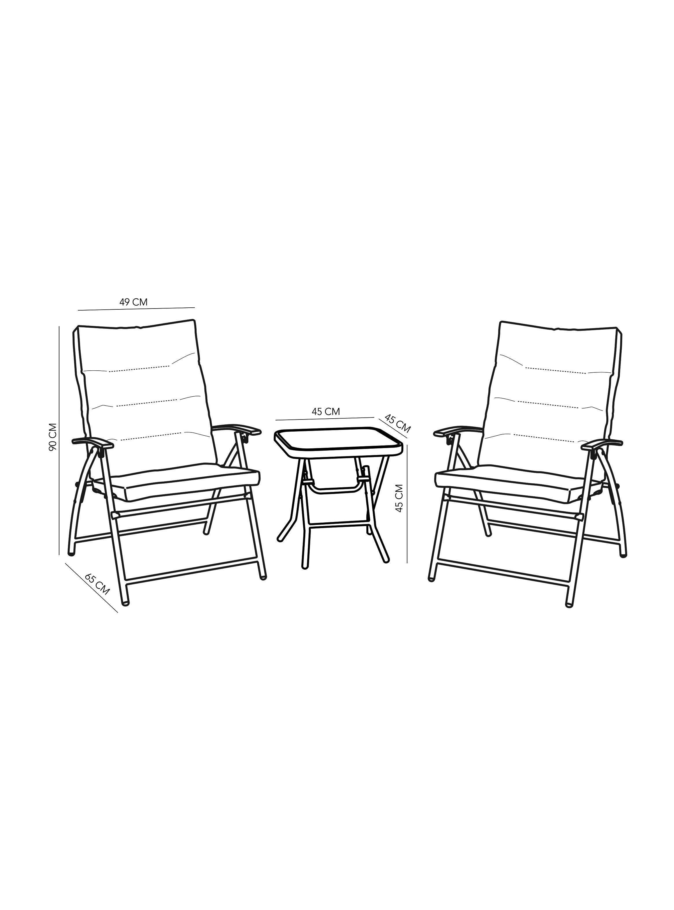 Juego de Living Terrazas: 2 Sitiales + Mesa Bistro Caño Relax Outzen-1