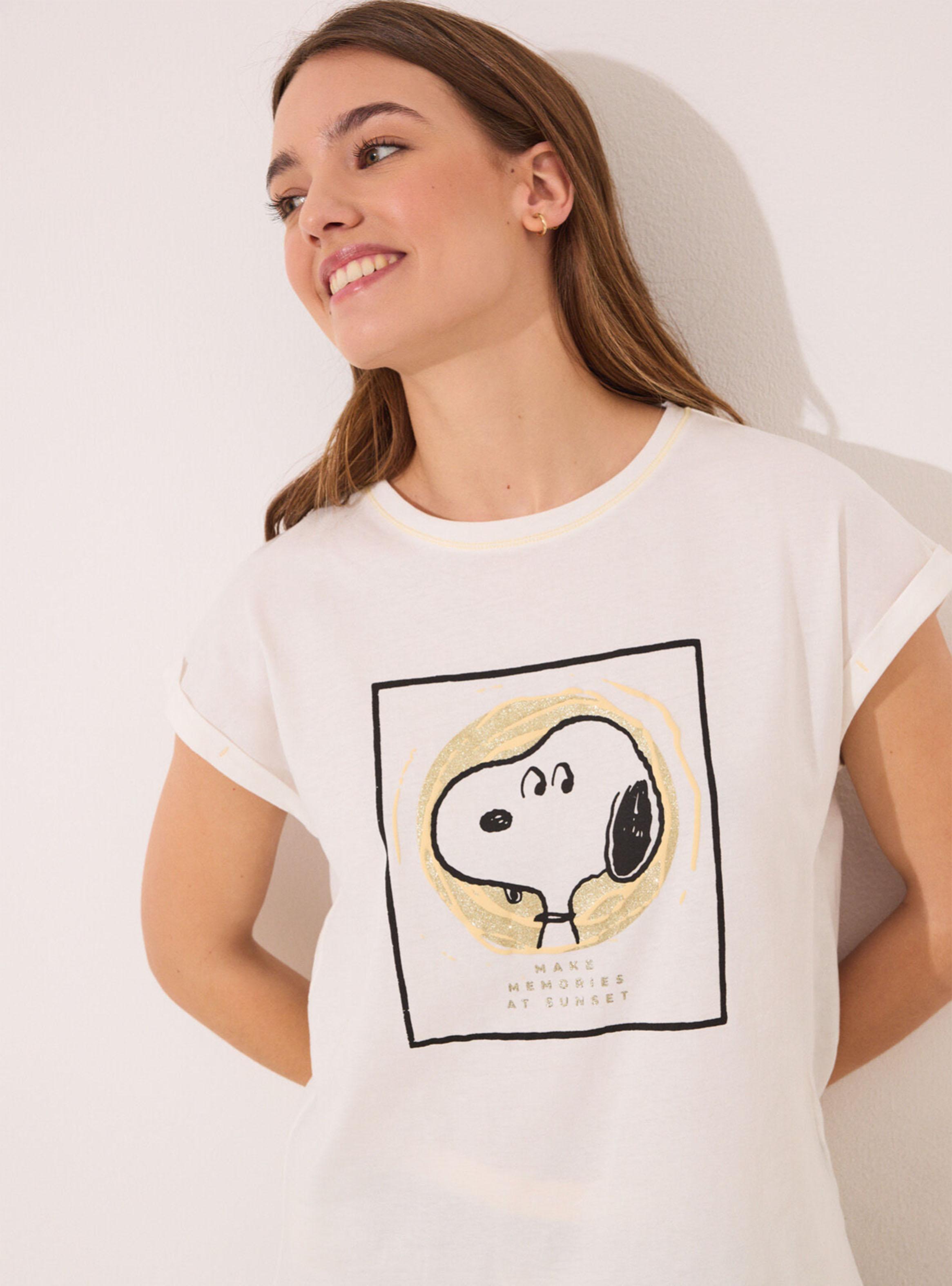 Pijama Corto Algodón Snoopy Cuadros-3