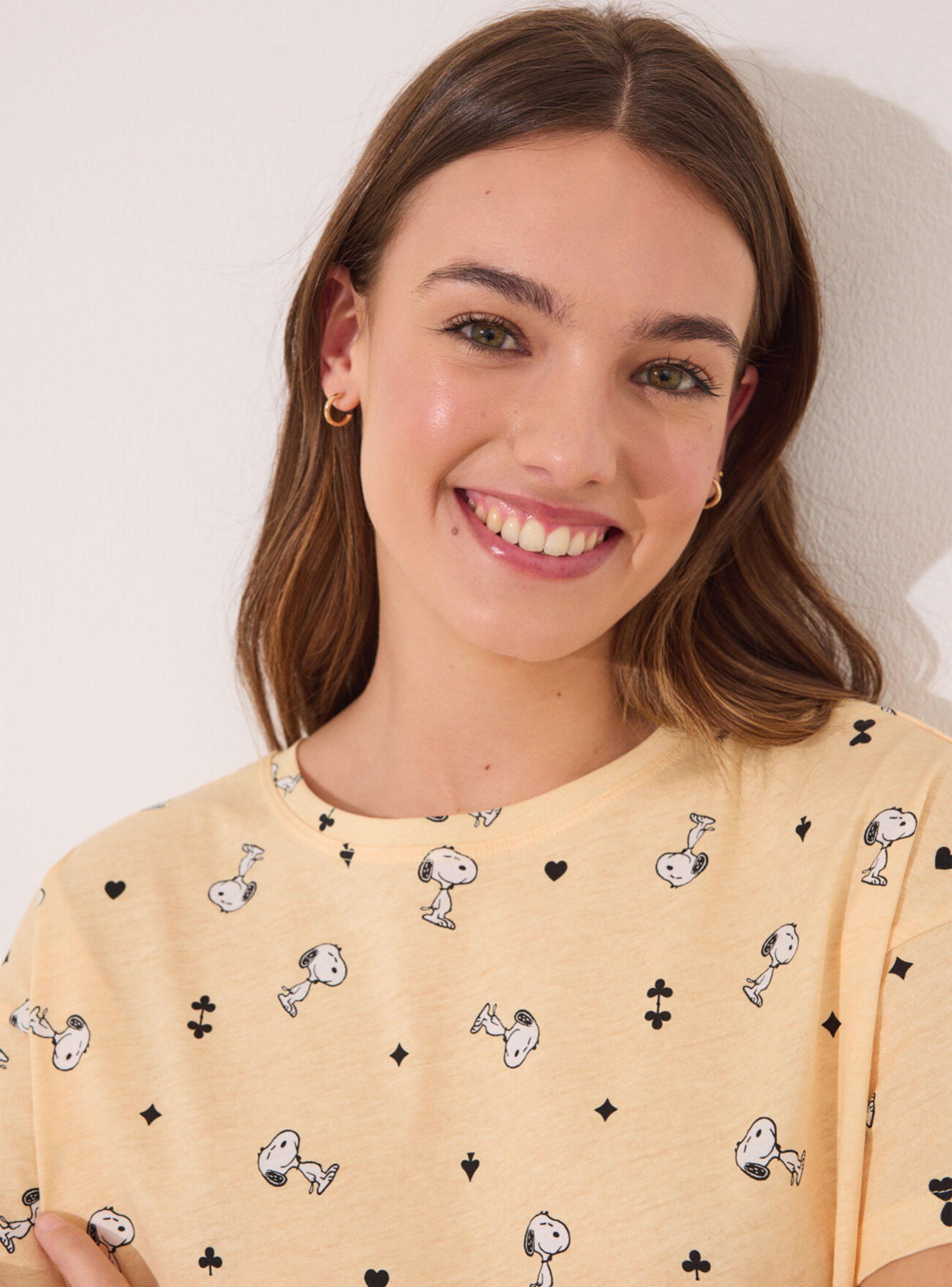 Pijama Largo Manga Corta Algodón Snoopy-4