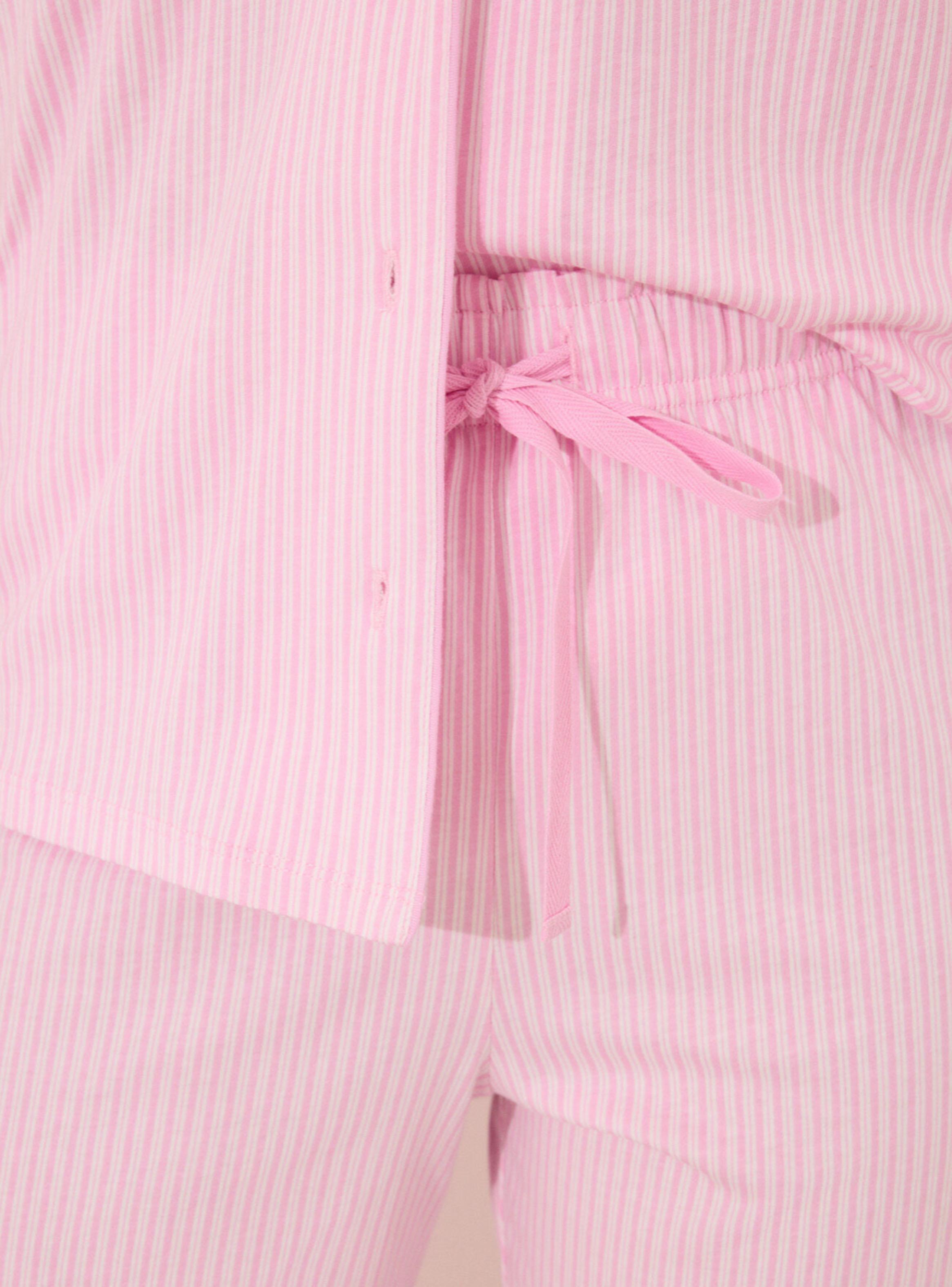 Pijama Camisero Largo Algodón Rosa Rayas-5