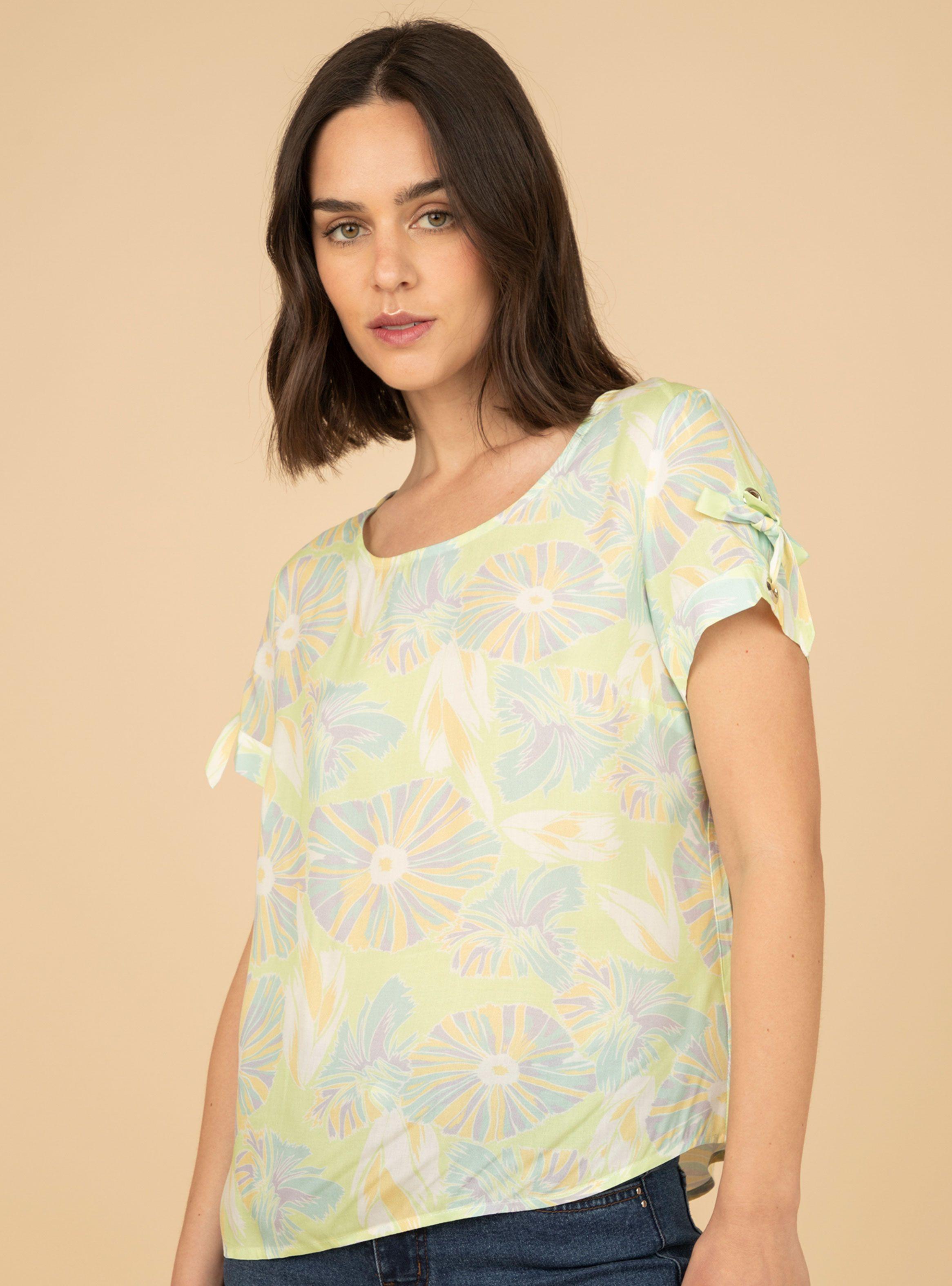 Blusa Manga Corta Estampada Lazo en Manga-0