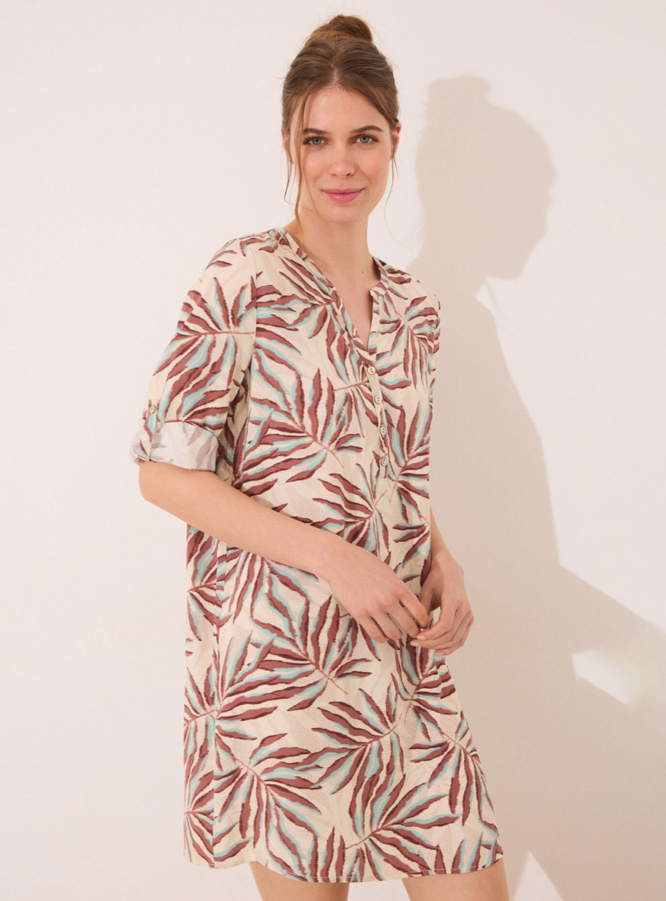 Camisola Corta Estampado Hojas-2