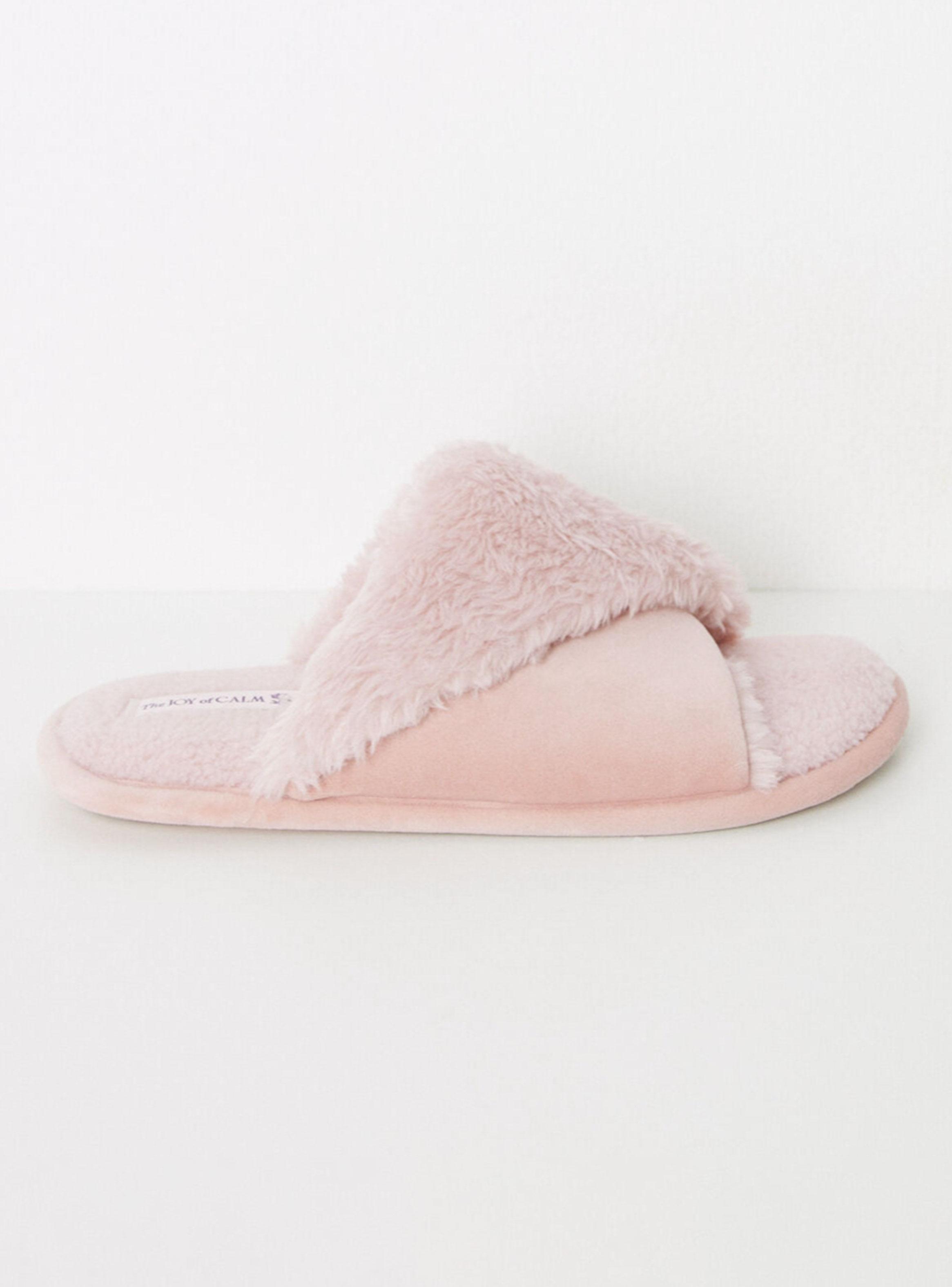 Pantuflas Abiertas Pelito Rosa-2