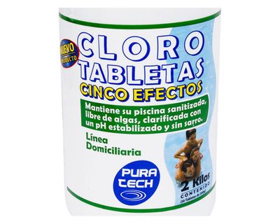 Imagen 2 del producto Cloro tableta piscina 2 kg 5 efectos Pura tech