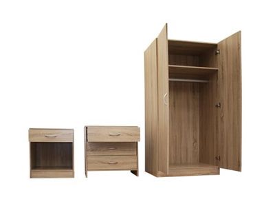 Imagen 2 del producto Combo Clóset 2 puertas + Cómoda 3 cajones + Velador 1 cajón natural