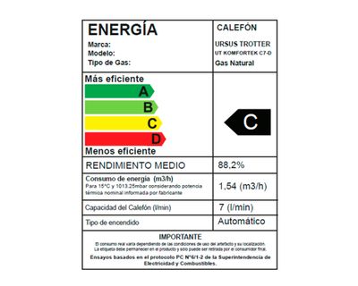 Imagen 2 del producto Calefont tiro natural 7 lt gas natural C7D Ursus Trotter
