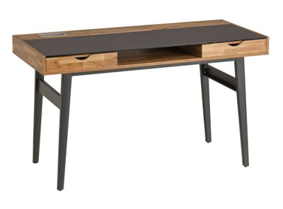 Imagen 2 del producto Escritorio 2 cajones Effektiv roble/negro 76x130x60 cm