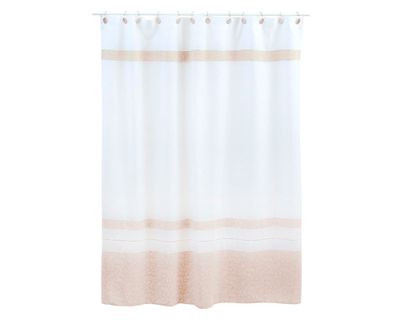 Cortina baño 180x180 cm lino estampado blanco Cotidiana