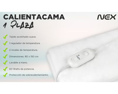 Imagen 2 del producto Calientacama 1 plaza 60W CC1504 blanco Nex
