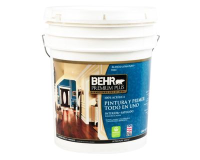 Esmalte al agua 1 tineta Premium Plus blanco satín Behr