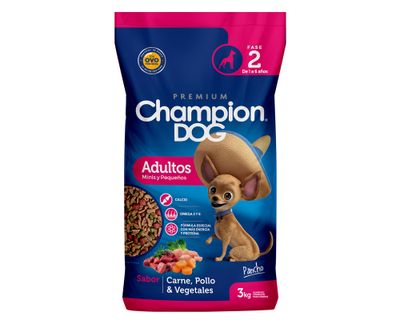 Alimento perro 3 kg raza pequeña carne, pollo y vegetales Champion Dog