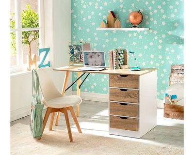 Imagen 2 del producto Escritorio 4 cajones Clermont natural/blanco M+Design