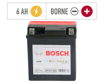 Imagen 2 del producto Batería moto 6AH 120CCA derecho BTX7L-BS Bosch