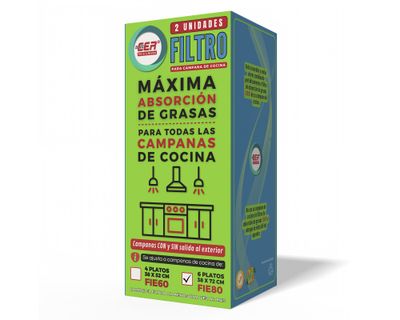 Filtros 72x37 cm campanas cocina 6 platos 2 unidades Cer