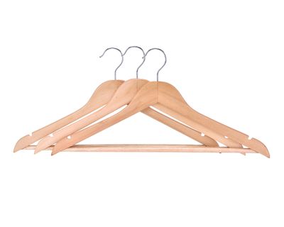 Colgador madera natural 3 unidades