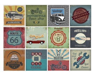 Vinilo adhesivo 15x15 cm Motors 12 unidades