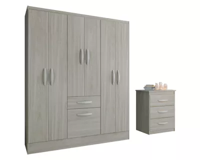 Combo Clóset 6 puertas 2 cajones + Cómoda 3 cajones crema