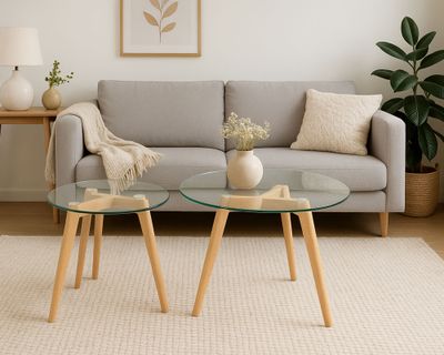 Imagen 2 del producto Mesa centro New Grape natural 2 piezas