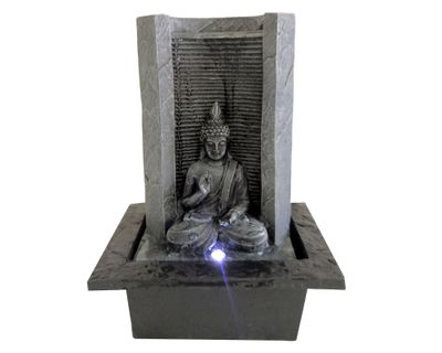 Fuente agua columna 25 cm buda sentado LED Outzen