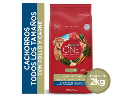Alimento perro cachorro 2 kg pollo y carne Purina One.