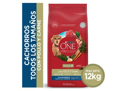 Alimento perro cachorro 12 kg pollo y carne Purina One.