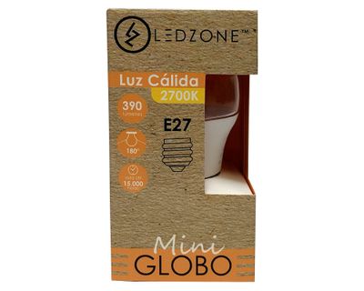 Ampolleta LED 4W E27 luz cálida mini globo Ledzone