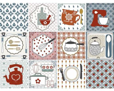 Vinilo adhesivo 15x15 cm Kitchen 12 unidades