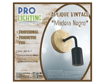 Imagen 2 del producto Aplique 1L E27 Vintage madera/metal Pro-Lighting