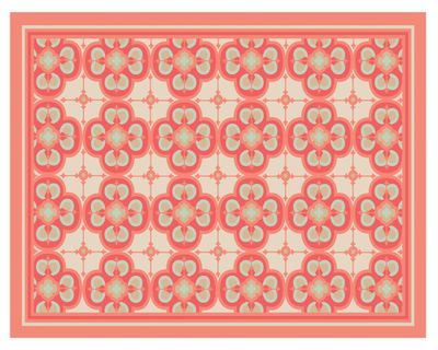 Alfombra de cocina 50x70 cm Flor Árabe coral