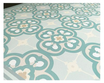 Imagen 2 del producto Alfombra de cocina Flor Árabe PVC turquesa 50x90 cm