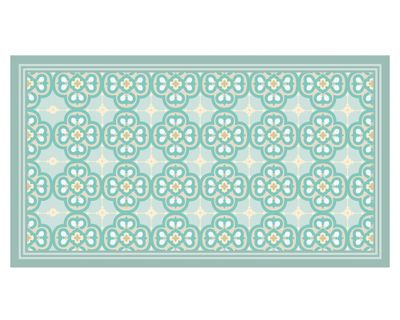 Alfombra de cocina Flor Árabe PVC turquesa 50x90 cm