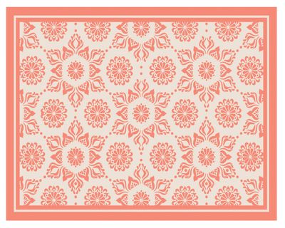 Alfombra de cocina 50x70 cm Flor Indú coral