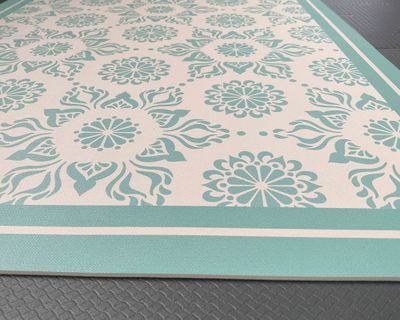 Imagen 2 del producto Alfombra de cocina 40x60 cm Flor Indú turquesa