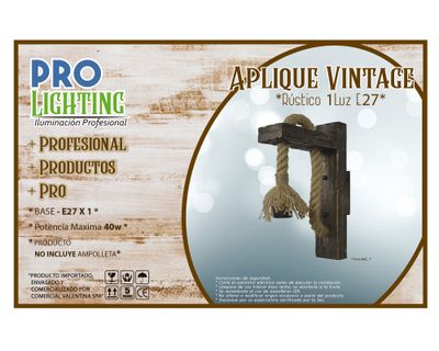 Imagen 2 del producto Aplique 1L E27 Rustico Pro-Lighting