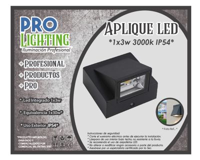 Imagen 2 del producto Aplique LED 1L luz cálida negro Pro-Lighting