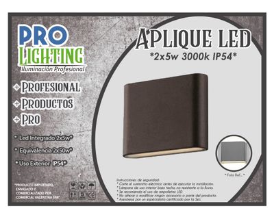 Imagen 2 del producto Aplique LED 5W 2L luz cálida negro Pro-Lighting