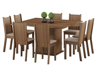 Comedor 8 sillas Clarice 77x136x136 cm