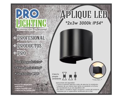 Imagen 2 del producto Aplique LED 6W luz cálida GRCU 2x3W negro