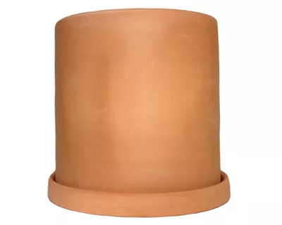 Macetero con plato Cilindro terracota 18x18x18 cm