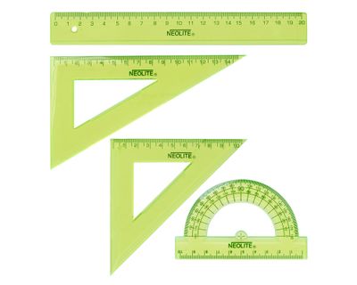 Set 4 reglas verde translúcido