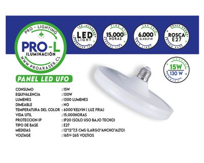 Imagen 2 del producto Panel led 15W 6500K Ufo negro