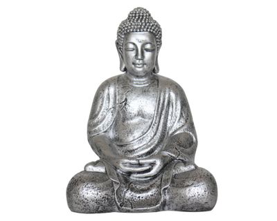 Figura decorativa 41 cm Buda sentado silver