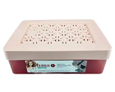 Caja organizadora joyas rosado 6 divisiones