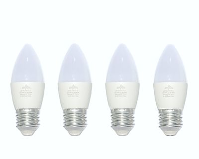 Pack 4 ampolletas Led Vela E27 Día 6 W