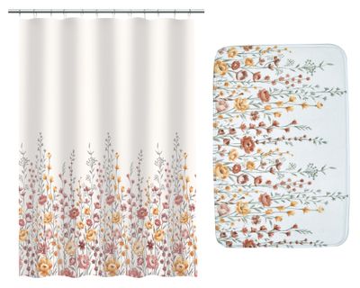 Cortina 180x180 cm + piso baño 40x60 cm Jardín
