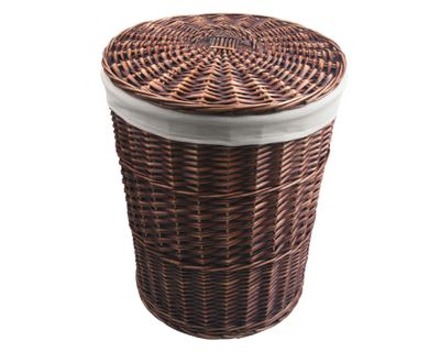 Set hamper mimbre redondo con tapa