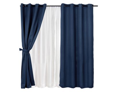 Imagen 1 del producto Set cortina Frutillar embossed 140x220 cm azul