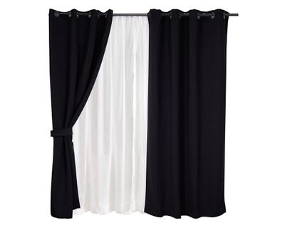 Imagen 1 del producto Set cortina Valdivia jacquard 140x220 cm negro